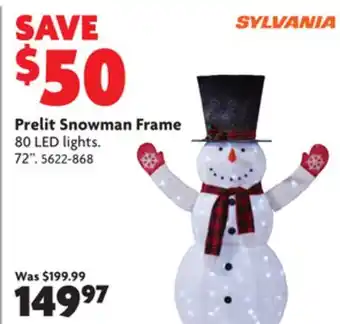 Home Hardware Prelit snowman frame offer