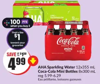 FreshCo Aha sparkling water 12x355 ml coca-cola mini bottles 8x300 ml offer