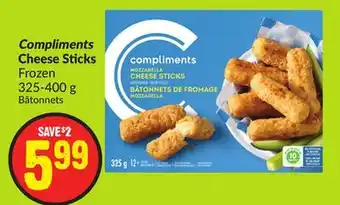 FreshCo Compliments cheese sticks frozen 325-400 g offer