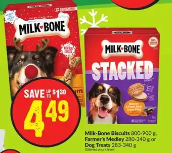 Chalo FreshCo Milk-bone biscuits 800-900 g, farmer's medley 280-340 g or dog treats 283-340 g offer