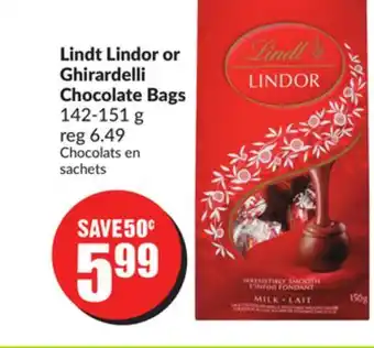 Chalo FreshCo Lindt lindor or ghirardelli chocolate bags 142-151 g offer