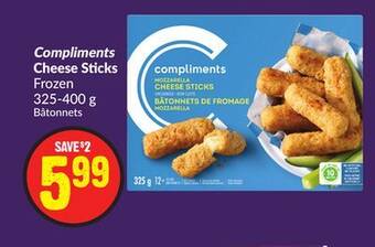 Chalo FreshCo Compliments cheese sticks frozen 325-400 g offer