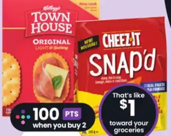 Chalo FreshCo Kellogg's cheez-it crackers 352 g town house crackers 260-391 g or snap'd 213 g offer