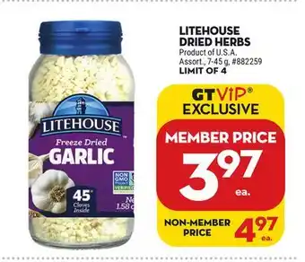 Giant Tiger Litehouse dried herbs offer