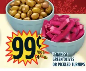 Marché Adonis Lebanese green olives or pickled turnips offer