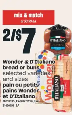 Valu-mart Pain ou petits pains wonder et d'italiano offer