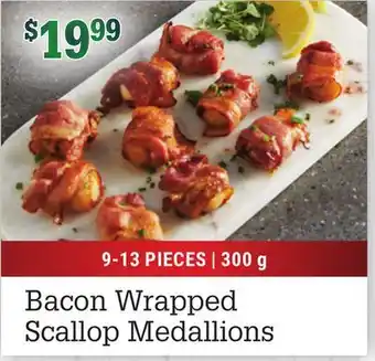 M & M Food Market Bacon wrapped scallop medallions offer