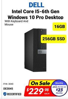 Factory Direct Dell 16gb 256gb ssd intel core i5-6th get windows 10 pro desktop offer