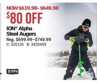 Bass Pro Ion alpha steel augers offer