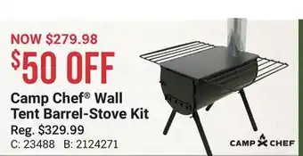 Bass Pro Camp chef wall tent barrel-stove kit offer