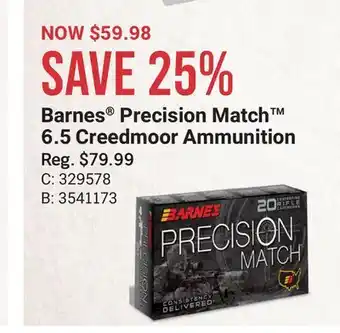 Bass Pro Barnes precision match 6.5 creedmoor ammunition offer