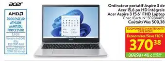 Walmart Acer aspire 3 15.6 fhd laptop offer