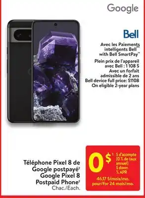 Walmart Google pixel 8 postpaid phone offer
