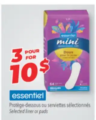 Familiprix Essential selected liner or pads offer