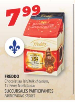 Familiprix Freddo milk chocolate, milk chocolate, 12 santas offer