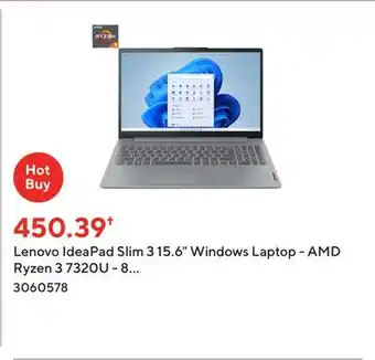 Staples Lenovo ideapad slim 3 15.6 windows laptop - amd ryzen 3 7320u - 8 gb ram - 256 gb ssd - windows 11 home s offer