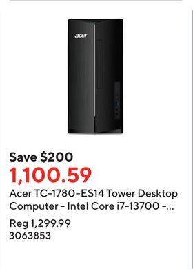 Staples Acer tc-1780-es14 tower desktop computer - intel core i7-13700 - 1tb + 512gb storage - 16gb ram - windows 11 offer