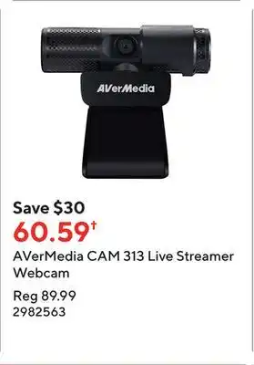 Staples Avermedia cam 313 live streamer webcam offer