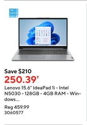 Staples Lenovo 15.6 ideapad 1i - intel n5030 - 128gb - 4gb ram - windows 11 with 1-year of microsoft 365 offer