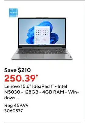 Staples Lenovo 15.6 ideapad 1i - intel n5030 - 128gb - 4gb ram - windows 11 with 1-year of microsoft 365 offer