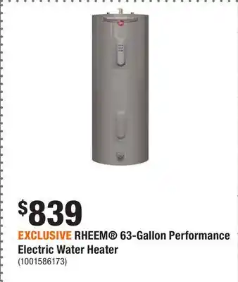 Home Depot Exclusive rheem 63-gallon performance electric water heater offer