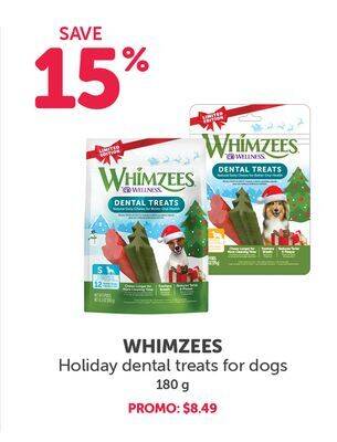 Mondou Whimzees holiday dental treats for dogs offer