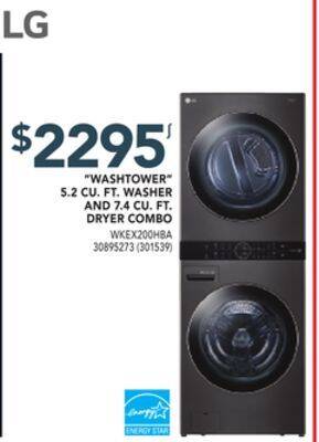 Réno Dépôt Lg washtower 5.2 cu. ft. washer and 7.4 cu. ft. dryer combo offer