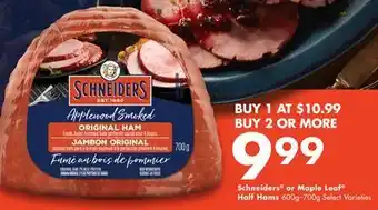 Chalo FreshCo Schneiders or maple leaf half hams 600g-700g select varieties offer