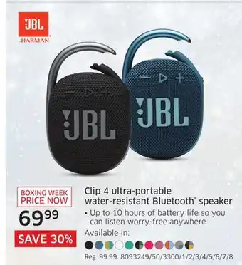 The Source Jbl clip 4 ultra-portable water-resistant bluetooth speaker offer