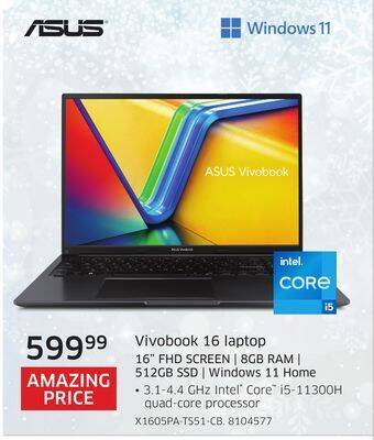 The Source Asus vivobook 16 laptop 16 fhd screen | 8gb ram | 512gb ssd | windows 11 home offer