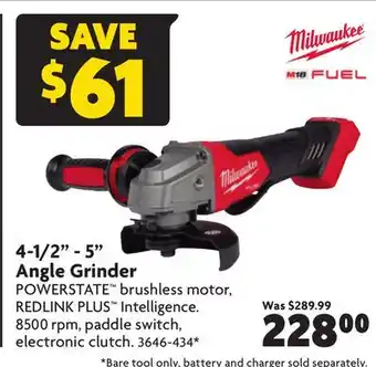 Home Hardware 4-1/2 - 5 angle grinder offer