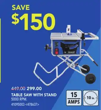 RONA Kobalt table saw with stand offer