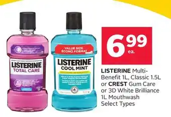 Rexall Listerine multi-benefit 1l, classic 1.5l or crest gum care or 3d white brilliance 1l mouthwash offer