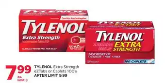 Rexall Tylenol extra strength eztabs or caplets offer