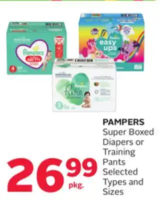 Rexall Pampers super boxed diapers or training pants offer