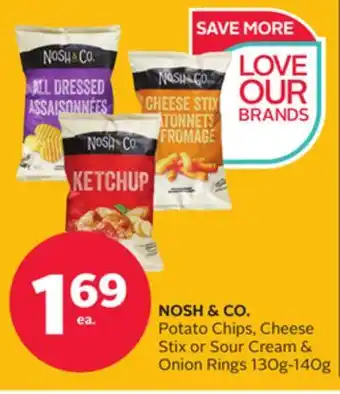 Rexall Nosh & co. potato chips, cheese stix or sour cream & onion rings offer