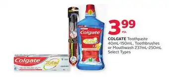 Rexall Colgate toothpaste 40ml-150ml, toothbrushes or mouthwash 237ml-250ml offer