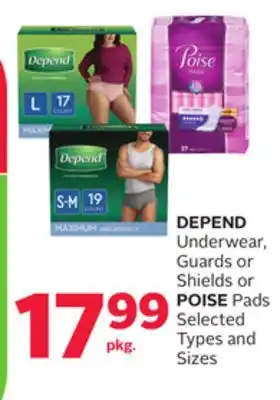 Rexall Depend underwear, guards or shields or poise pads offer