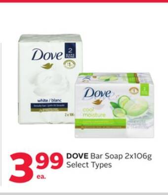 Rexall Dove bar soap 2x106g offer