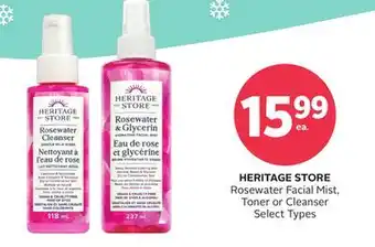 Rexall Heritage store rosewater facial mist, toner or cleanser offer