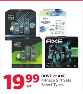 Rexall Dove or axe 4-piece gift sets offer