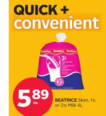 Rexall Beatrice skim, 1% or 2% milk offer