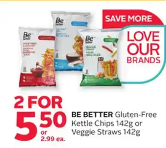 Rexall Be better gluten-free kettle chips 142g or veggie straws 142g offer
