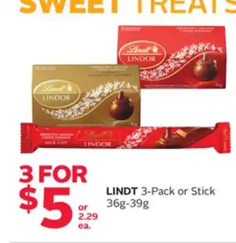 Rexall Lindt 3-pack or stick offer