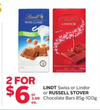 Rexall Lindt swiss or lindor or russell stover chocolate bars offer