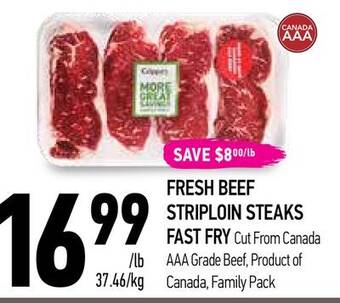 Coppa's Fresh Market Fresh beef striploin steaks fast fry offer