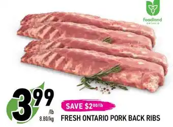 Coppa's Fresh Market Fresh ontario pork back ribs offer