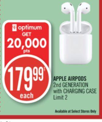 Shoppers Drug Mart Apple airpods 2nd generation with charging case offer