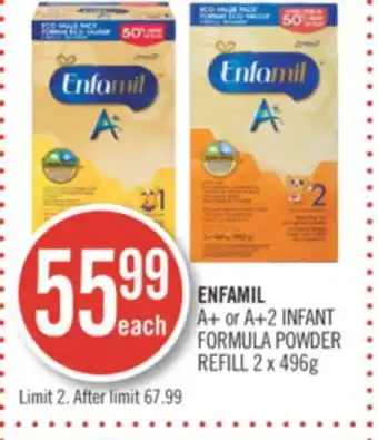 Shoppers Drug Mart Enfamil a+ or a+2 infant formula powder refill offer