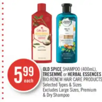 Shoppers Drug Mart Old spice shampoo (400ml), tresemme or herbal essences hair care products offer